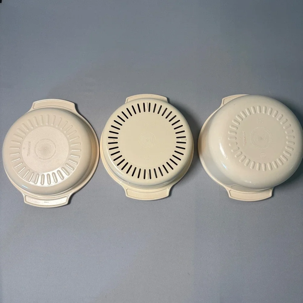 Tupperware Vintage Microwave Steamer 3 Piece Set 3Qt 3L Almond Beige 12oz 340g